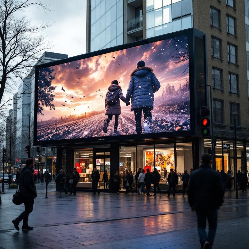 Det mest fængende og spændende foto, der afspejler artikelens tema om AI’s indvirkning på sociale medier, kan forestilles som et dokumentaristisk billede af et moderne urban miljø, hvor teknologien er en integreret del af hverdagen. Forestil dig et gadehjørne i en storby, hvor en stor digital billboard skifter mellem forskellige bruger-genererede, AI-manipulerede billeder og videoer, der flyder problemfrit i animationer og skyggeeffekter. De passerer mennesker, hvis skygger og refleksioner afspejler skarpe kontraster mellem ægte og syntetisk – en person med maskerende solbriller, der spejler skærmen, eller et par, der holder mobiltelefoner med skærmene, der viser fragmenter af dybfake-indhold, der kan ligne virkeligheden, men er syntetiske. Dette billede bruger urbane miljøer og hverdagsgenstande til at symbolisere dilemmaet med at navigere i et medielandskab, hvor sandhed og manipulation smelter sammen. Det er realistisk, dokumentarisk uden at være overvåget, og fremhæver, hvordan AI’s indflydelse kan vær