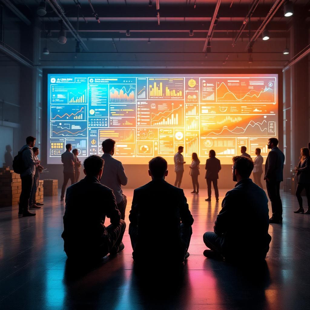 Det mest fængende og spændende foto, der kan illustrere emnet om balancen mellem innovation og ansvarlighed i AI, er et dokumentaristisk billede taget i et moderne, højteknologisk miljø. Forestil dig en stor, åben lagerhal, hvor en minimalistisk, elegant AI-supercomputer er placeret som centrum for billedet, omgivet af en gruppe mennesker — forskere, udviklere og investorer — alle med fokus på en stor LED-skærm, der viser komplekse data, diagrammer og AI-visualiseringer. Farverne fra skærmen og LED-lysene reflekterer symbolskt de to sider: innovationens kreative energirige udstråling og den bagvedliggende alvor over sikkerhed og ansvar. Halvlysere belysning og subtile skygger understreger en atmosfære af gravitet, mens man ser den menneskelige aktivitet og teknologien, uden at inkludere direkte personfokus, hvilket styrker det dokumentaristiske og realistiske præg. Dette billede formidler den aktuelle debat om AI’s fremtid, uden at falde i klischeer og uden at portrættere enkeltpersoner direkte, i stedet foku