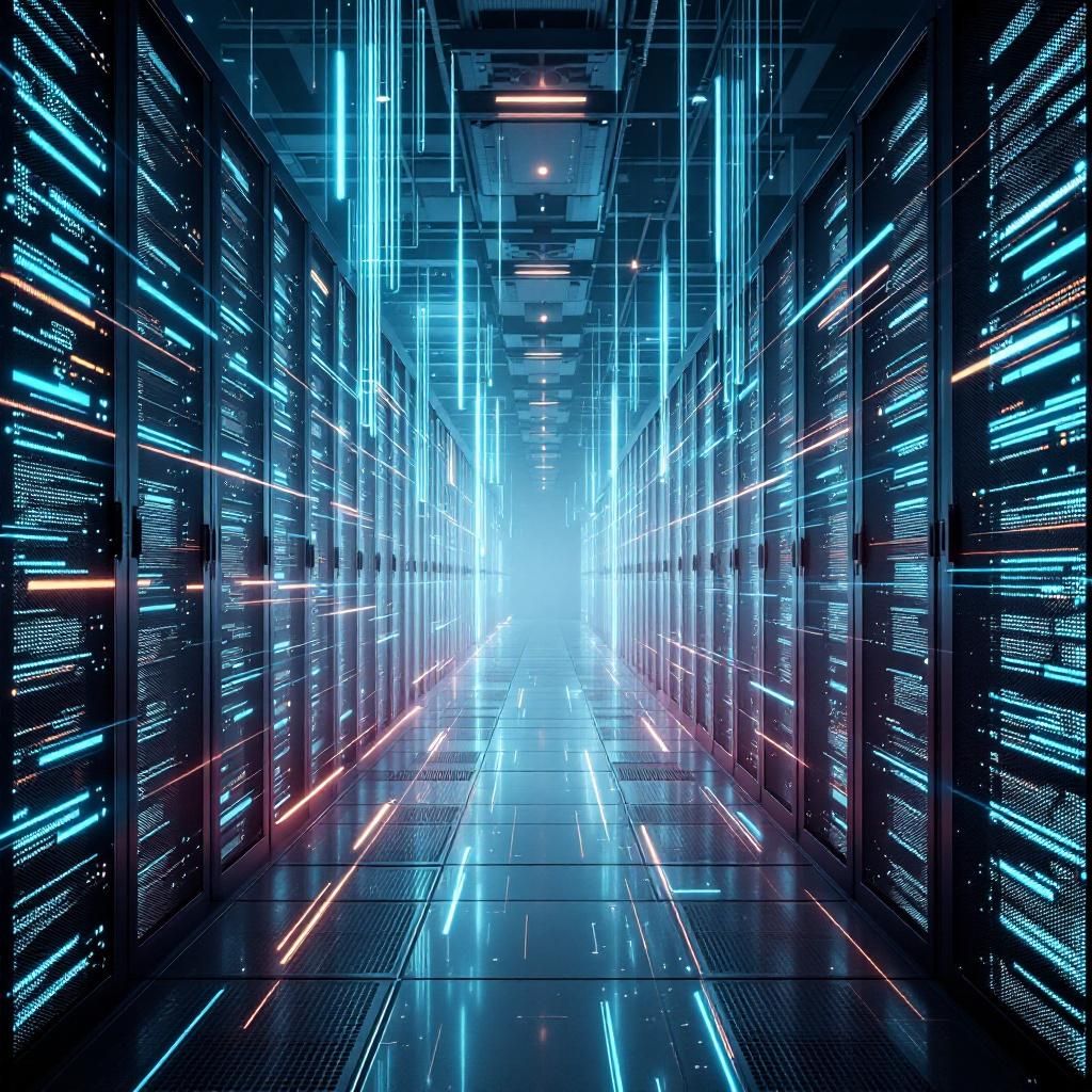 Det mest fængende og spændende billede, der visuelt kan illustrere artiklens kerne om AI-boblens kompleksitet, er et dokumentaristisk nærbillede af en moderne datacenter-oplevelse, hvor de fysiske lag af teknologi og investeringer formidles gennem abstrakte visualiseringer. Forestil dig en scene, hvor flere gigantiske, markerede servere eller køleanlæg er arrangeret i industrielle omgivelser, men med en dynamisk visuel tolkning: kabler, lys og energibølger, der flyder som kunstneriske datastreams gennem rummet. Disse datastreams visualiserer AI-data- og energieffektivitet, og symboliserer den enorme strøm af investeringer, risici og muligheder, der kvitterer mellem den teknologiske substans og hypen. Atmosfæren er præget af en kølig, industriel æstetik med subtile farvekombinationer af blå, grøn og varmt gult, der repræsenterer innovation, bæredygtighed og risici i den moderne AI-økonomi. Billedet fokuserer på de teknologiske lag, hvor den fysiske infrastruktur kontrasteres med digitale strømme, der strækker