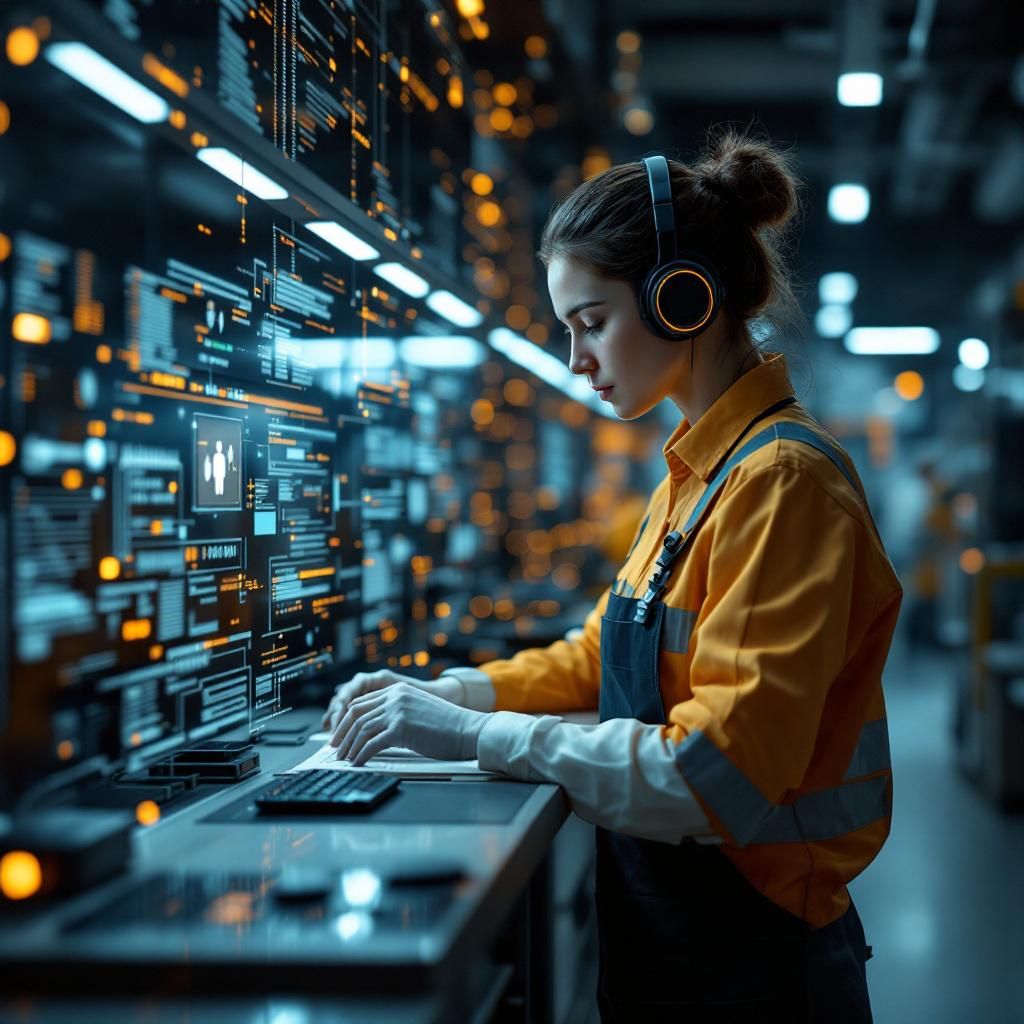 Dette foto viser en nærbilled-agtig, dokumentaristisk optagelse af en moderne, global handelskerne i en typisk arbejdsproces, der illustrerer den komplekse intelligens og autonomi i DeepAgent-teknologien. Det er et realistisk miljø, hvor fokus er på et detaljeret, futuristisk, men alligevel stramt kontrolleret værktøjslager – eller et digitalt værktøjsrige – visualiseret gennem subtile, abstrakte lys- og skyggeeffekter. Billedet kan forestille en lang række sammenfiltrede dataskyer, dynamiske algoritmer og glimt af hukommelsesenheder, der symboliserer agentens evne til at integrere, komprimere og anvende viden i realtid. Det er sat i en moderne, stilfuld kontor- eller kontrolrumstav, hvor netværk af trådløse signaler og datastreams flyder gennem rummet, hvilket visualiserer den uendelige strøm af information, som agenten håndterer. Øverst i billedet kan der skimtes en lang række lysende, abstrakte figurer og fiberoptiske kabler, der smelter sammen i et komplekst, men harmonisk netværk – et