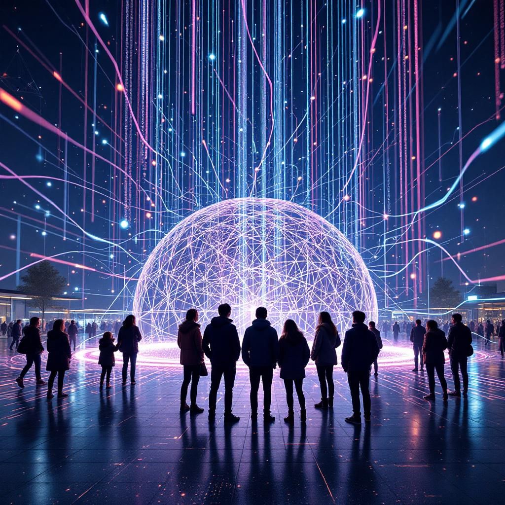 Det mest fængende og spændende foto, der kan illustrere emnet med AI Mode fra Google, er en realistisk dokumentaristisk scene, hvor man ser et moderne, åbent miljø som en offentlig plads eller et offentligt transportknudepunkt. Her er fokus på abstrakte repræsentationer af teknologiens indvirkning i hverdagssituationer: en gruppe af unge eller familier, der står ved en stor digital skærm, hvor data flyder i konkrete visualiseringer – strømmende linjer, pulserende punkter og farverige horisonter, der symboliserer AI’ens evne til at aggregere og analysere information. Det skaber en følelse af en indlejret, usynlig teknologi, der arbejder bag kulisserne, men som aktivt letter og påvirker menneskers muligheder for oplevelser – helt i tråd med artiklens kerne. Billedet skal have en dokumentaristisk, realistisk stil uden clichéer, hvor fokus er på den naturlige samspil mellem mennesker og deres omgivelser, men samtidig symboliserer dataflow og automatisk beslutningstagning. For eksempel kan man forestille sig en s