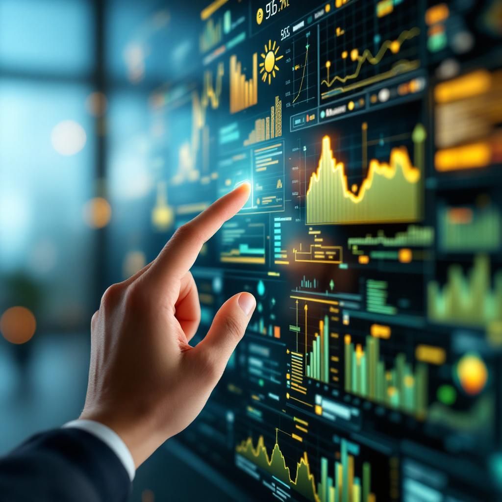 Det mest fængende og dokumentaristiske billede, der illustrerer emnet om statistik og ML-systemer i praksis, kan vise en nærbillede af et anlagt datasystem eller et info-panel i et moderne offentligt eller erhvervsmiljø. Forestil dig en stor, digital skærm med komplekse grafer, sandsynlighedsdiagrammer, fordelingstyper og metrikker, præcist visualiseret med subtile dønninger af lys, der symboliserer dataflow og usikkerhed. I forgrunden er der en hånd, der peger på en graf eller et ikon, hvilket symboliserer menneskets kontrol og forståelse af statistikkens rolle, uden at fremstå som en person i fokus, men som en del af en større, realistisk data-installation, der tydeligt illustrerer data og modelers processer i nutidens samfund. Det realistiske miljø kan være et moderne, offentligt kontorlaboratorium eller et videnskabeligt forskningsmiljø, hvor vægge er dækket af store dataskærme og vægpaneler med histogrammer, sandsynlighedsmodeller og kodefragmenter. Billedet fremhæver data, statistik og modeller som et 