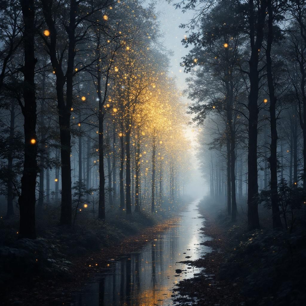 Forestil dig et kvadratisk, realistisk billede taget fra et moderne bymiljø, hvor det abstrakte og konkrete blandes i en visuel symfoni. I centrum ses en håndfuld gennemsigtige kugler, der repræsenterer data, som flyder gennem luften i uordnede, men alligevel meningsfulde baner, der intrikalt væver sig i hinanden og danner komplekse chaotiske mønstre. Disse data-kugler er omgivet af subtile, meditative lysspil i blå, grønne og gule nuancer, der symboliserer sandsynlighedsmodeller og statistiske processer. Bagved ses en række strukturer i form af geometriske gittermønstre, der antyder algoritmatiske rødder og datafiltre, uden at afsløre for meget, men antydende den systematiske natur bag ML. Baggrunden er en blanding af bygningsdetaljer og skygger, der giver et indtryk af et virkelighedsnært miljø — eksempelvis et urban landskab med bygninger, der spejler de komplekse matematiske relationer i data, uden at være direkte menneskefokuseret. Lyset er blødt, men med stærke kontraster, hvilket understreger vigtighe