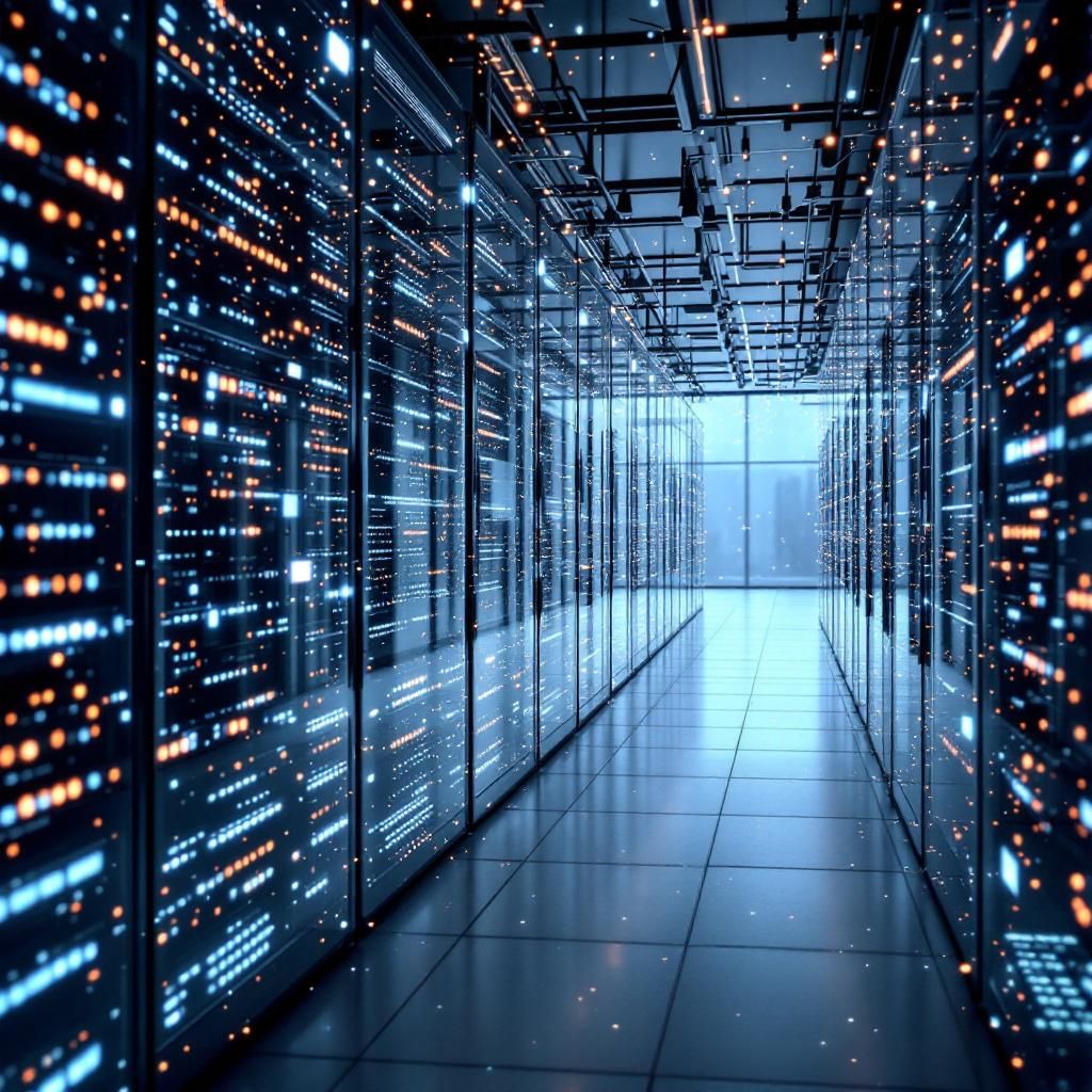Forestil dig et kraftfuldt, nærmest organisk nærbilde af en moderniseret, transparent datacenterkalde, hvor tusindvis af små, LED-aktiverede kredsløbsværdier glider og skifter farver i en uendelig strøm, symboliserende den dynamiske data-udveksling og intelligente workflows, der driver fremtidens AI-integration. Overfladerne er glatte, næsten levende, med subtile refleksioner af afløb, kabler og teknologi, der trækker sig som nervebaner ind i en central, energidrevet kerne, hvor koder og algoritmer arbejder i stille harmoni – slags kunstnerisk dokumentation for, hvordan moderne AI-platforme kommunikerer, behandler og forvandler data i realtid, uden menneskelig tilstedeværelse. Dette billede formidler det komplekse netværk af teknologiske processer, hvor data flyder i en organiseret, effektiv struktur, der fremmer sikkerhed, skalerbarhed og hastighed, som er altafgørende for implementeringen af de nye MCP-kodebaserede workflows beskrevet i artiklen. Bildet er nærmest et abstrakt epos over den usynlige kraft,