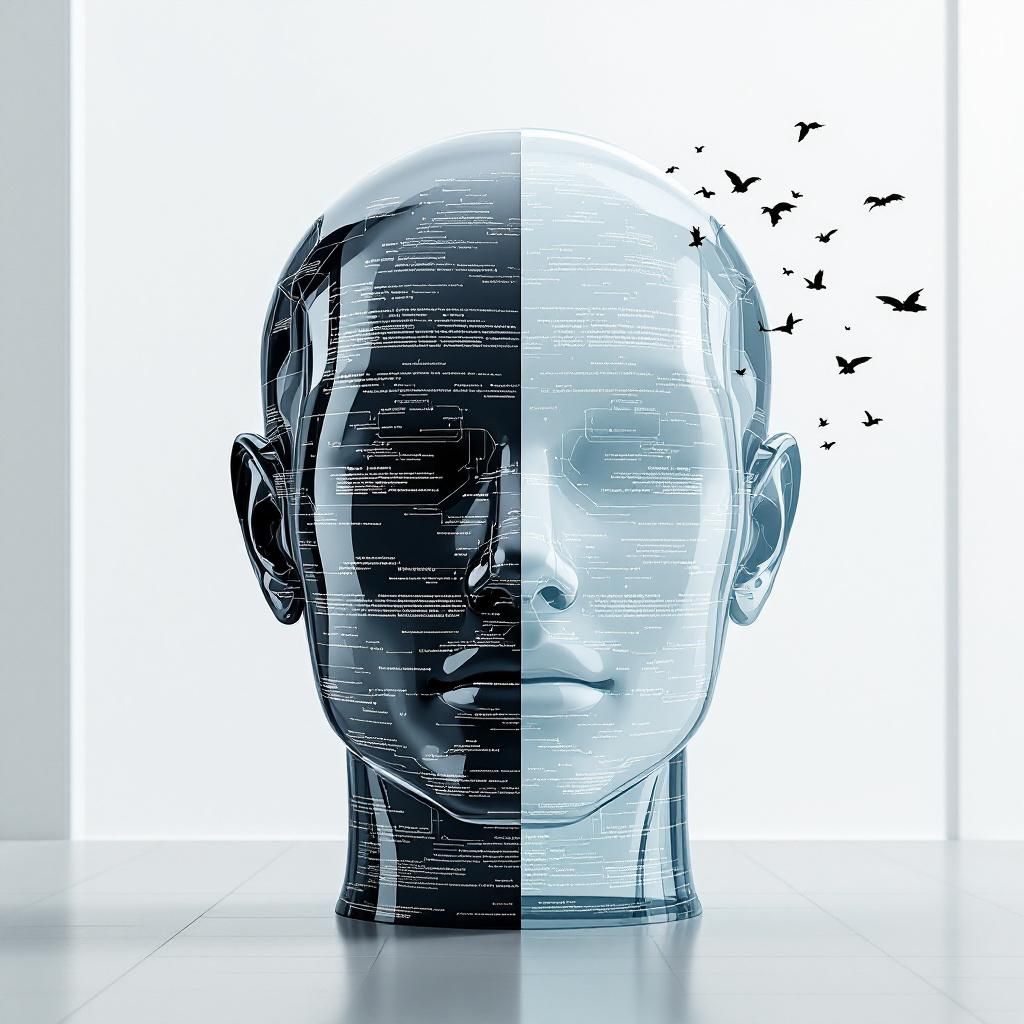 Et kraftfuldt og tankevækkende foto, der visualiserer det komplekse spørgsmål om ophavsret i AI-teknologi, kunne være et nærbillede af en moderne, minimalistisk domstolsal, hvor en stor, transparent skulpturel væg symboliserer både retfærdighed og data. På den ene side af væggen reflekteres et komplekst netværk af farverige, digitale tråde, der repræsenterer træningsdata og ophavsretligt beskyttet indhold, mens den anden side viser en gruppe anonymiserede datamønstre og kode, der flyder i en roterende bevægelse. Billedets fokus ligger på kontrasten mellem det abstrakte og det konkrete, med en specifik lysopsætning, der skaber spil af skygger og lys, hvilket understreger betydningen af balance mellem innovation og lovgivning. Denne komposition fremhæver de juridiske og etiske aspekter af AI’s indhentning af data, uden at portrættere specifikke personer eller teknologiske objekter direkte, hvilket giver en stærk, dokumentaristisk ramme for historien.