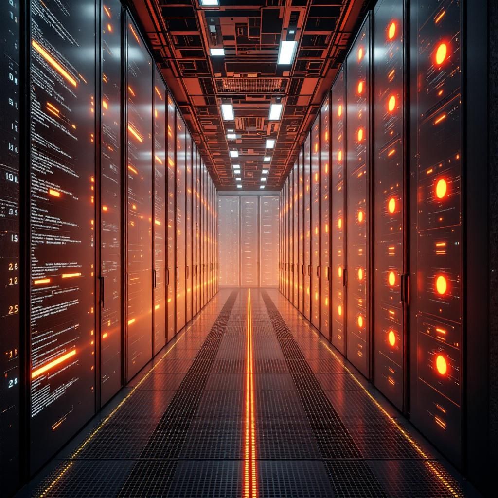 Et kraftigt, realistisk foto, der fanger essensen af lokal AI-modelimplementering i et moderne, industrielt miljø. Forestil dig en stor, velbelyst produktions- eller datacenterhal med et strømlinet, minimalistisk layout, hvor små, robuste edge-enheder — måske cylindriske eller rektangulære — er strategisk placeret på hylder eller monteringspaneler. Disse enheder har subtile LED-lys, der signalerer aktiv dataanalyse, samtidig med at de fremstår som symbolske repræsentationer af datasuverænitet og kontrol, uden at vise mennesker eller computermiljøer i fokus. Baggrunden kan indeholde store, transparente vægge, der afslører en slående udsigt over en by, hvilket understreger, at teknologien er integreret i det urbane landskab, uden at komme i vejen for det industrielle miljø. Lyset er blødt og naturligt, med bløde skygger, der fremhæver en kombination af avanceret teknologi og sikkerhedsmæssig robusthed. Det dynamiske udtryk opnås gennem subtile grafiske overlag som lagdelte datastrømme, der symboliserer informa