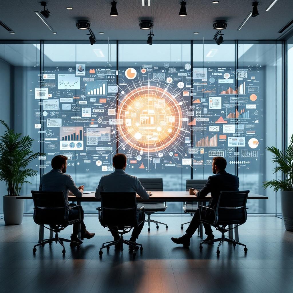 For at skabe et fængende og realistisk billede, der afspejler den potentielle effekt af DeepSeeks gennembrud, visualiserer jeg en moderne, dansk kontorhvidvej, hvor publikum er engageret i at analysere store dokumenter eller rapporter, symboliseret gennem en dynamisk, abstrakt visualisering af data og tekststrømme. Midt i billedet er en stor, transparent skærm, der viser en flydende projection af tusindvis af tekstbunkter, grafer og russiske diagrammer, hvor nogle af dataene synes at svæve og interagere med hinanden i et komplekst netværk, der illustrerer dybde og fleksibilitet i AI-modellen. Omkring skærmen er en gruppe mennesker i almindelig dagligklædning – nogle står med tablets, andre med smartphones – hvor fokus er på deres beherskede, eftertænksomme udtryk, uden at vise ansigterne direkte, hvilket skaber en dokumentarisk atmosfære af innovation og videnudveksling. Miljøet er lyst, minimalistisk, betinget af naturligt lys, med diskrete teknologiske elementer, der understreger dagens avancerede teknolo