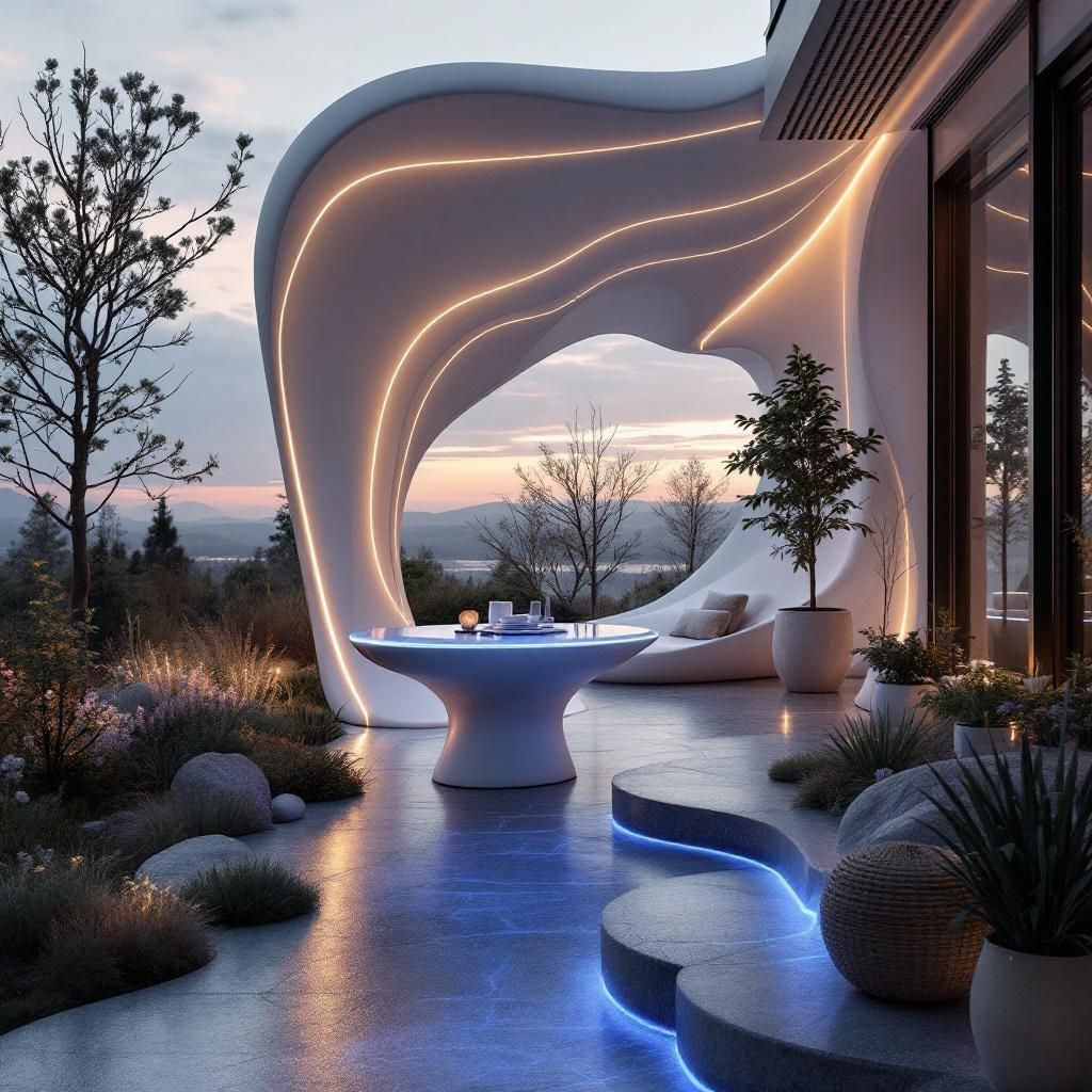 Forestil dig et nærbillede af en moderne, futuristisk bydel ved solnedgang, hvor den naturlige belysning blødt reflekterer på glatte, organiske overflader, der symboliserer avanceret AI-teknologi i praksis. I midten ses en innovativ, minimalistisk skulpturformet enhed, der repræsenterer den nye agentiske AI-model – dens overflade er dækket af subtile LED-linjer, der skifter farve i takt med dataflow, og skaber en livlig, almost pulserende effekt. Rummets omgivelser er gennemsyret af bløde, værende lysstrømme, der symboliserer automatisering og planlægning i realtid, med certificeret sikkerhed og gennemsigtighed visualiseret gennem gennemskinnelige, flydende lag, der inddrager miljømæssige datatransformer. Baggrunden er en urban skyline, hvor skyskrabere er udstyret med synlige, intelligente databaser og kommunikationsnetværk, der illustrerer den komplekse, initialt usynlige infrastruktur der understøtter agentbaseret AI. Mellem de organiske former og byen strækker sig subtile data-strømme som kunstinstallati