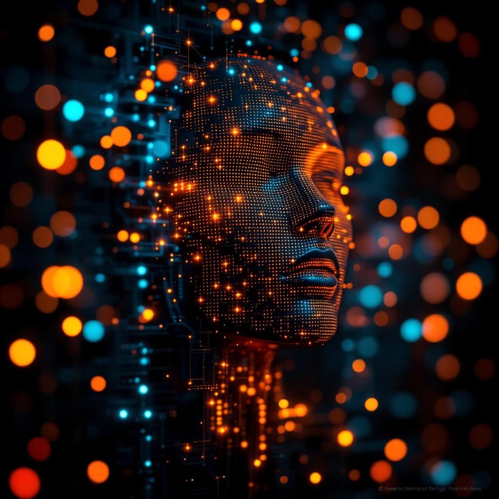 Forestil dig et nærbillede af en stor, kompleks maskin med et netværk af subtile, skiftende LED-lys formationer, der symboliserer sparsity i AI-modeller. Farverne spænder fra dæmpede blå og grønne nuancer til svage, pulserende røde og orange, der viser nogle få aktive forbindelser i en enorm matrix. Motivet er fokuseret på en minimalistisk, industriel metaloverflade, hvor lysene reflekterer let, og skaber en illusion af dybde og lagdelinger, hvilket fremhæver den abstrakte kraft bag avanceret maskinlæring. Dette billede undgår direkte menneske- eller kontormiljøer og fokuserer i stedet på den teknologiske essens gennem visuelle koncepter. Visualiseringen bruger en dokumentarisk, realistisk stil med en præcis fokus på det teknologiske, hvor billedet afspejler den underliggende proces i sparsity-modellen. Det fremhæver det usynlige netværk af vægte og forbindelser, der blev nerve i AI’s abstrakte verden, men som her præsenteres som en æstetisk og informativ struktur. Belysningen er subtil, med en balance melle