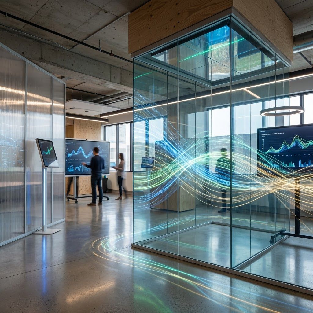 Det mest fængende og spændende foto, der afspejler artiklens kerne, er et dokumentaristisk billede af en moderne arbejds- eller innovationslab, hvor abstrakte, visuelle repræsentationer af kollektiv læring og agentbaseret AI smelter sammen med nutidens fysiske miljø. Forestil dig et atmosfærisk, realistisk foto taget i et åbent, high-tech kontormiljø, hvor organiske data-strømme – visualiseret gennem ultrafluidiske, dynamiske lysstrømme, der flyder over en stor, gennemsigtig glaskonstruktion eller smart-boards – symboliserer AI’s kollektive erfaring. Her er personer minimalt til stede, men scenerne formidler gennem interaktive LED-lamper eller store skærme, hvordan en samlet mængde data, fejl, successer og læring smelter sammen i et fælles digitalt arkiv, der reflekteres i gennemskinnelige vægge eller gulve. Det handler om et miljø, hvor teknologi ikke bare er synlig, men også føles som en levende del af den kollektive intelligenspsyke – en visuel metafor for GEA’s princip om kollektiv læring og adaptiv udvik