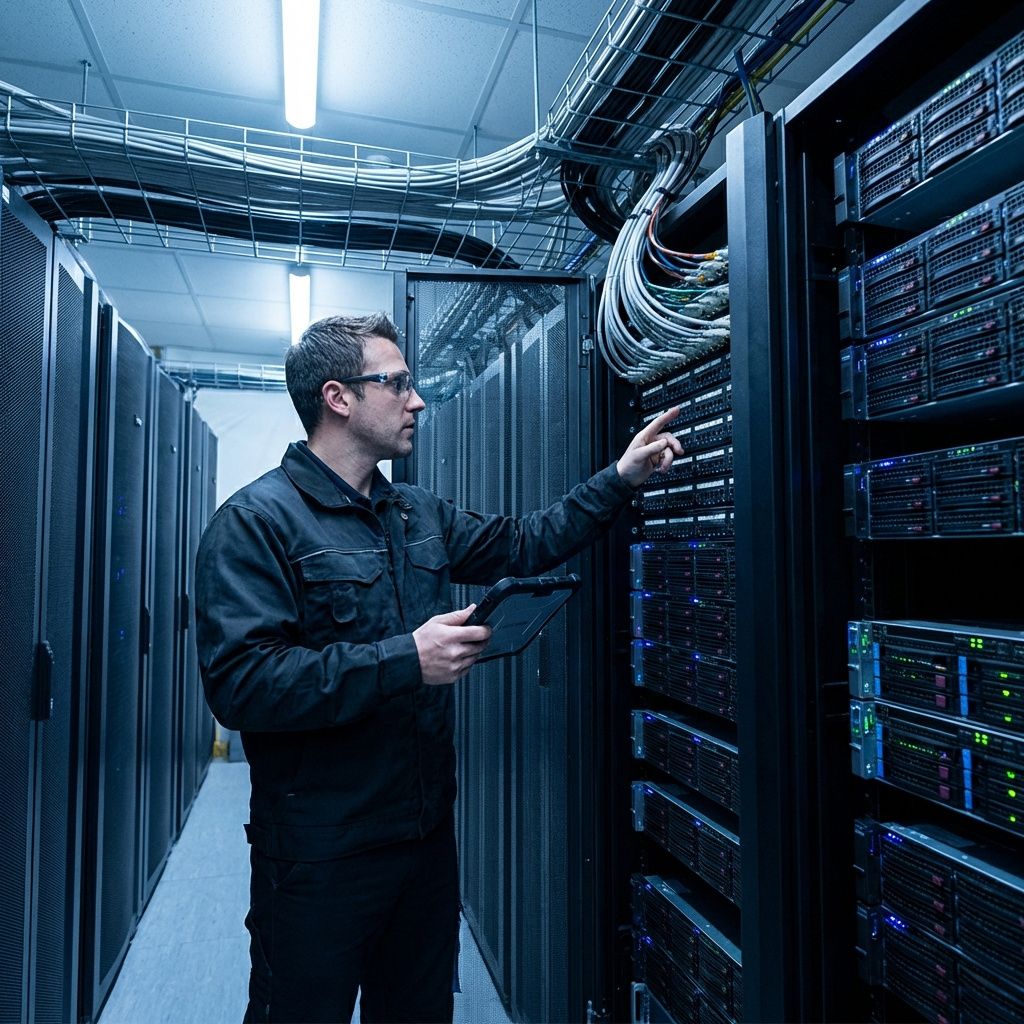 Tekniker i driftsmiljø arbejder med den infrastruktur og de datalag, som AI-systemer bygger på