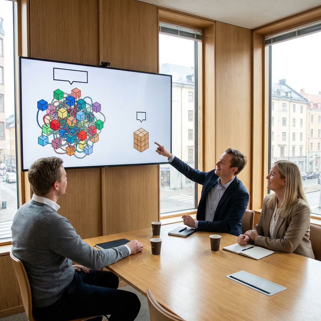 Et team diskuterer forskellen mellem en stor ensemblemodel og en mindre student-model.
