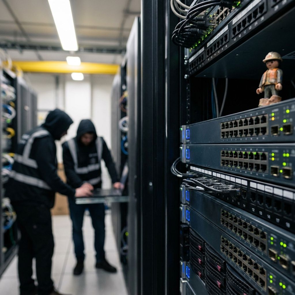 Serverrack i datacenter med fokus på drift og infrastruktur bag AI-modeller.