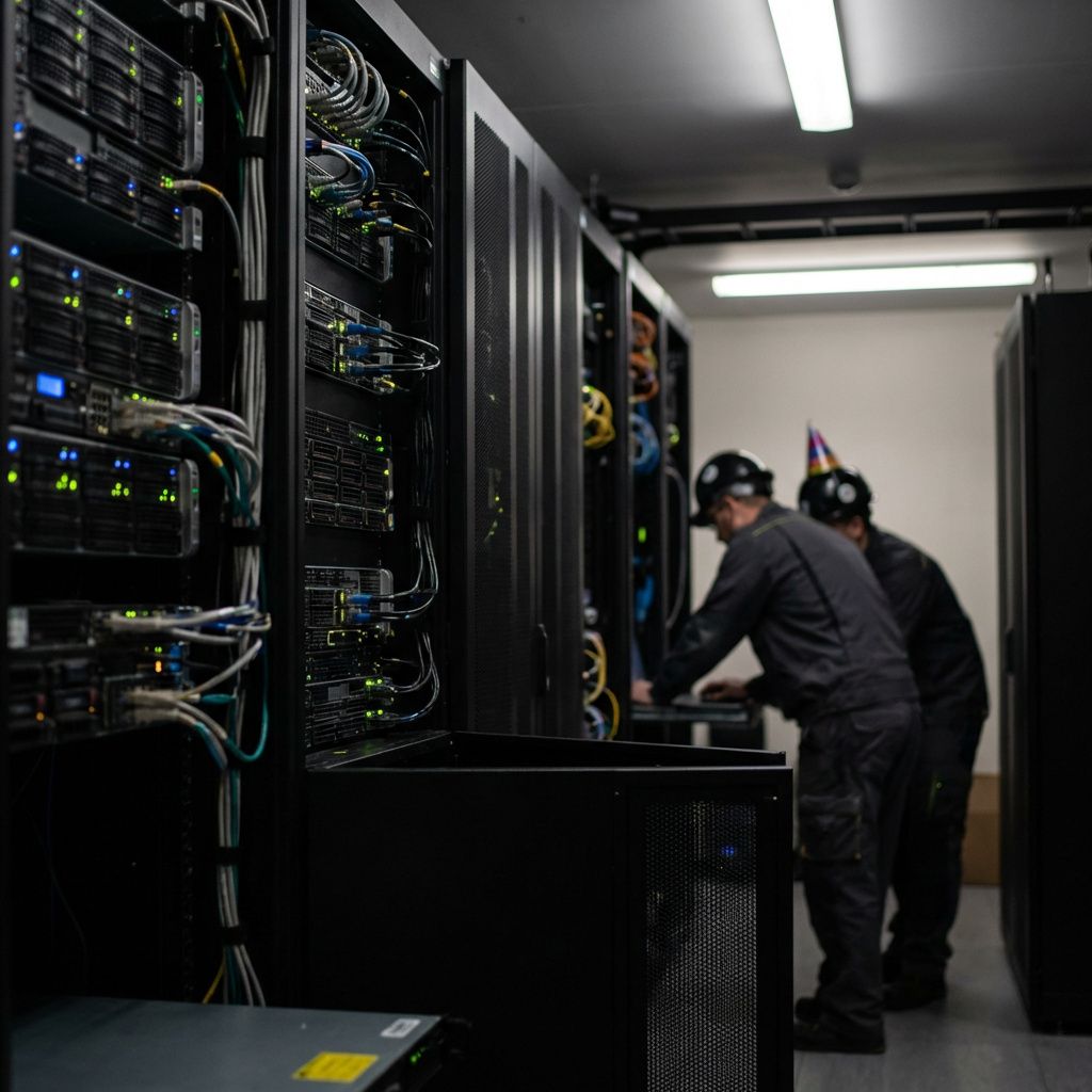 Serverinfrastruktur i et datacenter, som illustrerer de store beregningskrav bag lange AI-kontekster