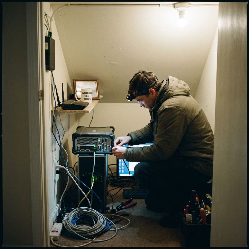 Tekniker arbejder med lokal AI-drift på on-prem hardware