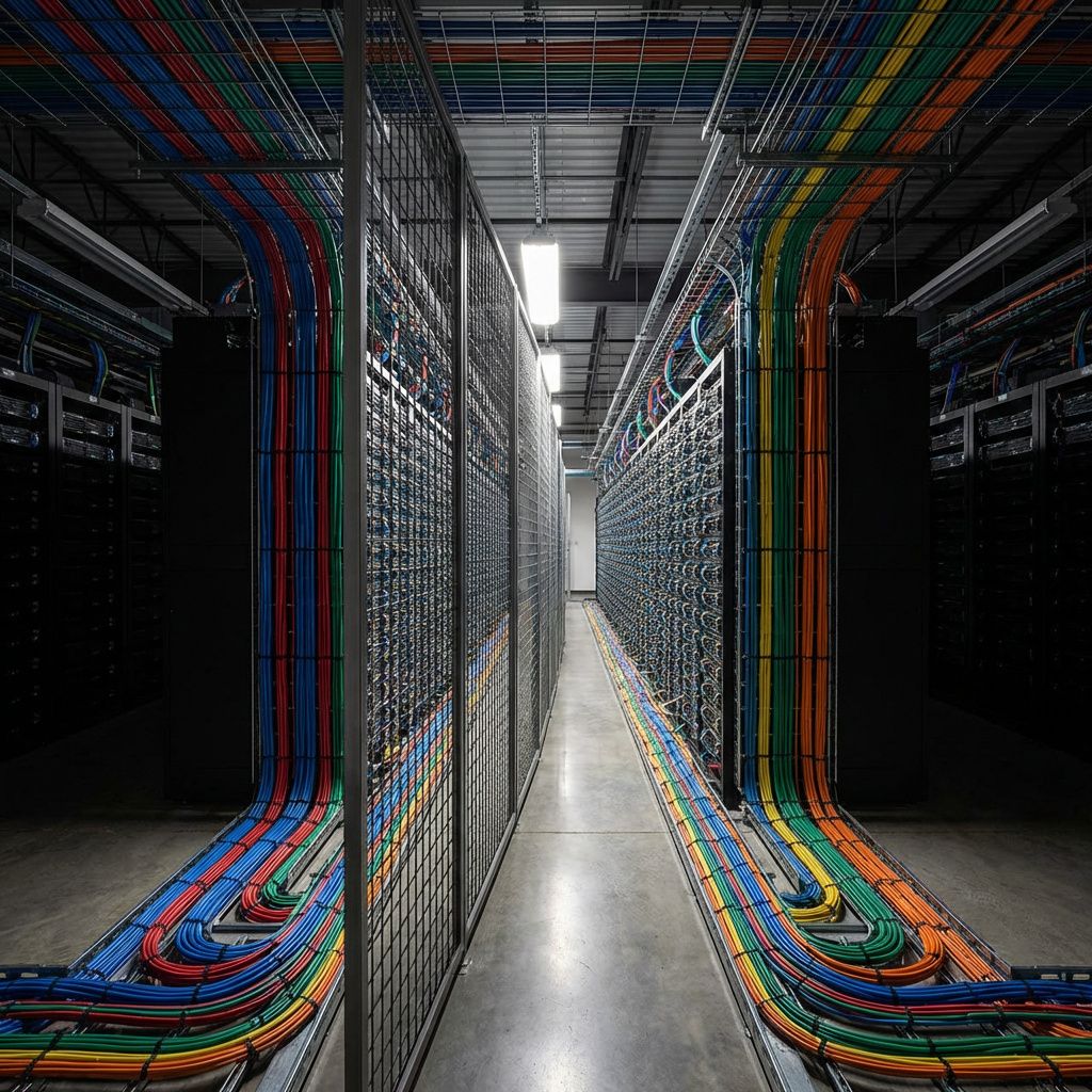 Rækker af identiske compute-noder bag sikkerhedsgitter i et driftsmiljø som metafor for central styring af mange OpenClaw-agenter.