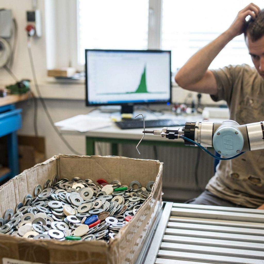 Tæt makro af et oprullet netkabel med forsegling, lagt på ren beton ved siden af en strømskinne.