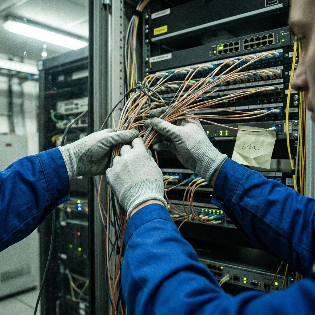 Tæt billede af et friskt tamper‑seal på en kasse, uden læsbar tekst; indigo og cyan lys fremhæver seglets kant.