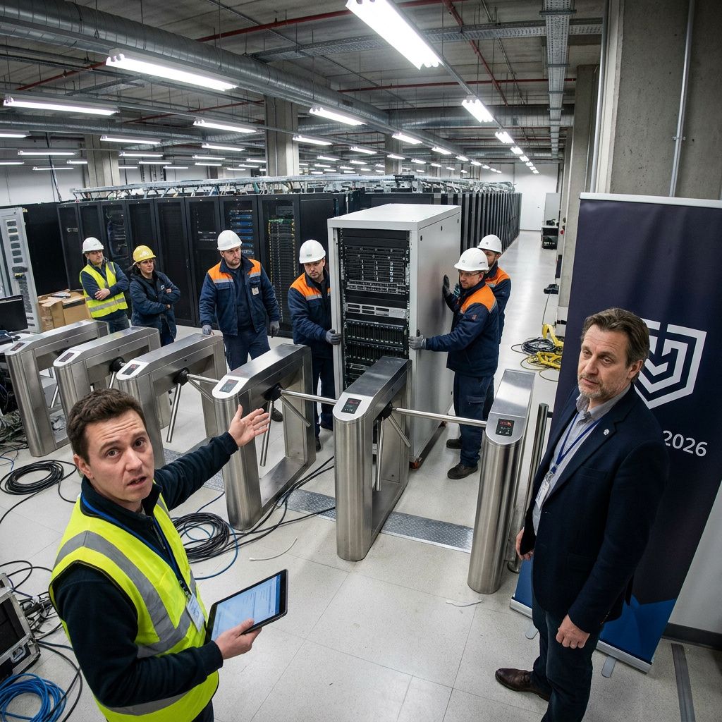 Makro nærbillede af frayed ID‑lanyard og badge på beton med cyan reflektion — dokumentarisk bevis på slidt eller kompromitteret identitet.