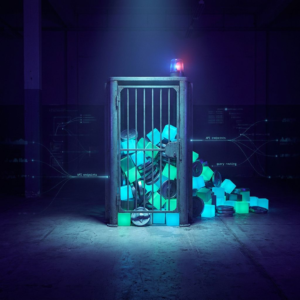 Et operationsrum hvor farvekodede task‑tokens hober sig op bag en smal gate — en visuel metafor for guardrail‑induceret flaskehals i kodeworkflows.