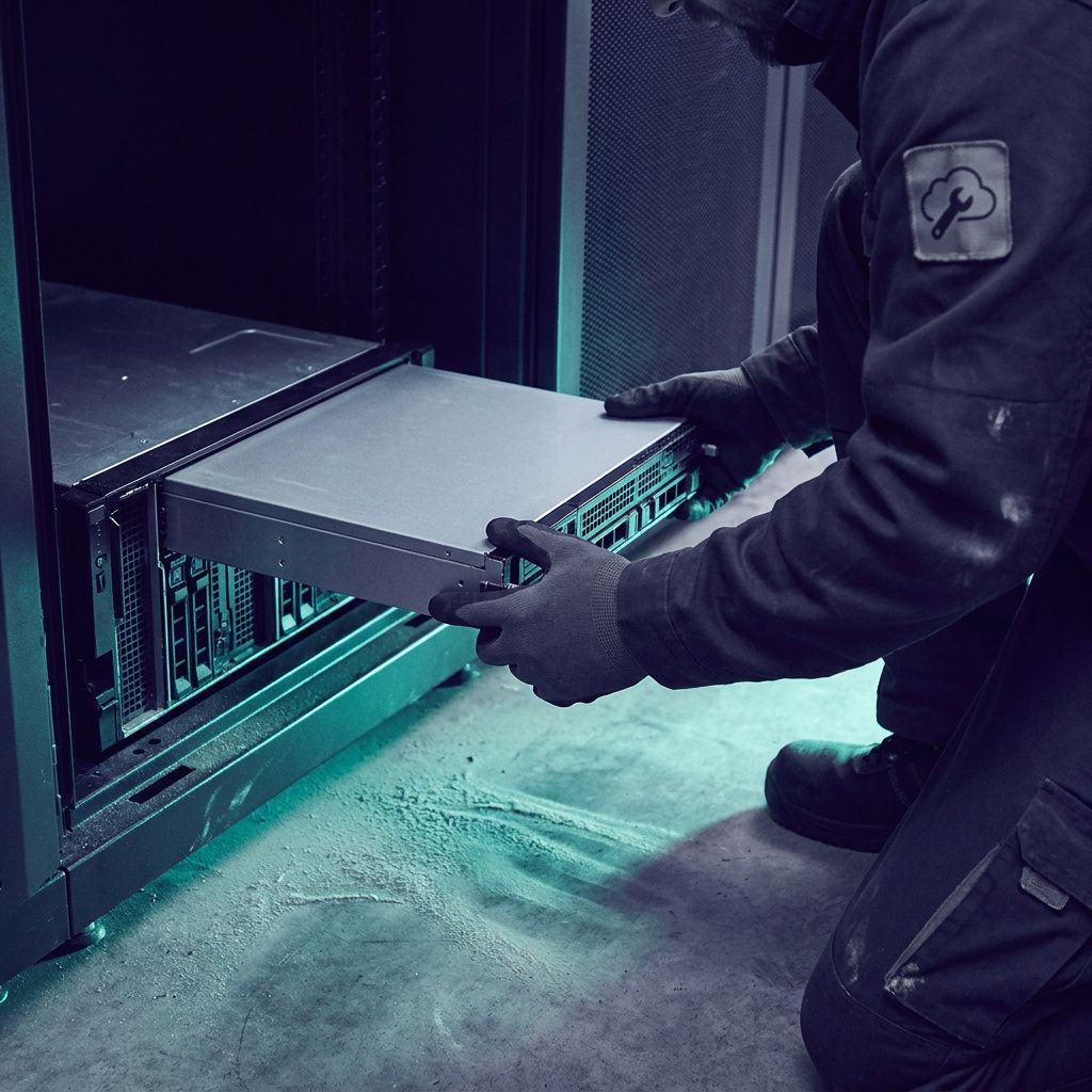 Tæt dokumentarisk crop af cyan/green gulvmarkering med slidspor — visuel metafor for routing og drift.