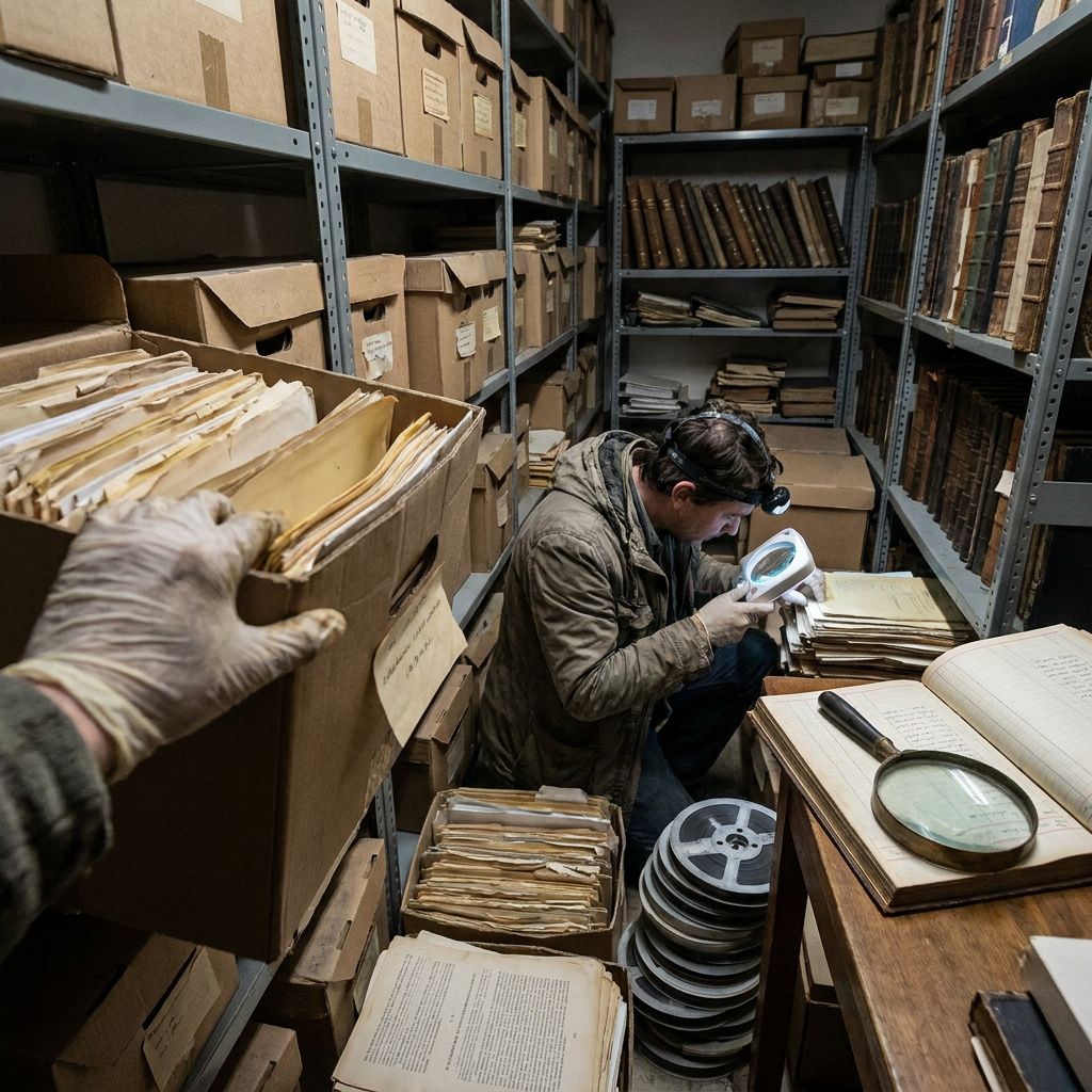 Nærbillede af et foldet papirkort med blyantsstreger i cyan der forbinder punkter; baggrund uskarp havneudkig, varm mørk tone.