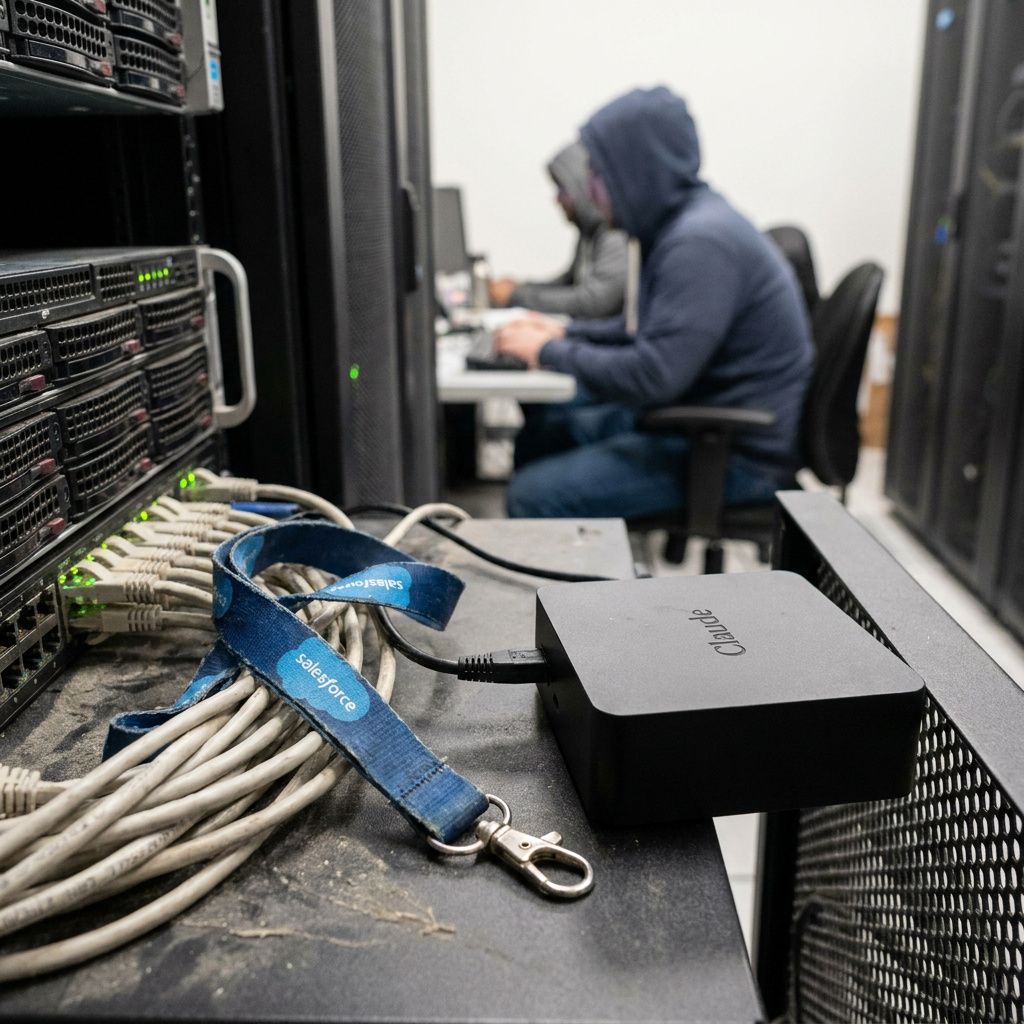 Support- eller operationsmoment på et lille dansk servicekontor: en medarbejder med headset (ansigt ude af frame) folder en printet tjekliste ind i en farvekodet klemme på et vægdrev, cyan/grøn accentbelysning i baggrunden, indigo skygger, ingen skærme synlige.