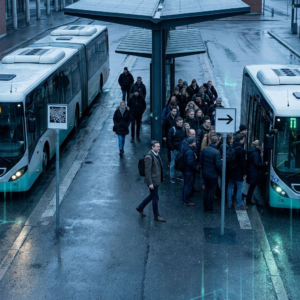 To parallelle pakke­stationer i et nordisk lager, en leder dirigerer en rullevogn mod den hurtige bane med små kasser, tydeligt beslutningsøjeblik uden skærme eller tekst.