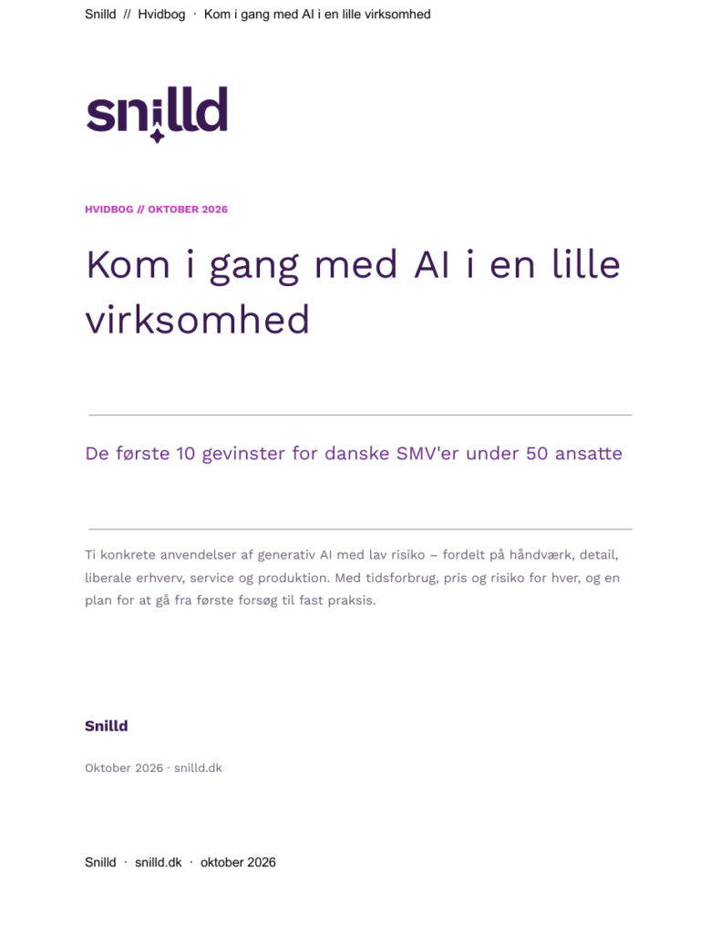 Forsiden af hvidbogen Kom i gang med AI i en lille virksomhed